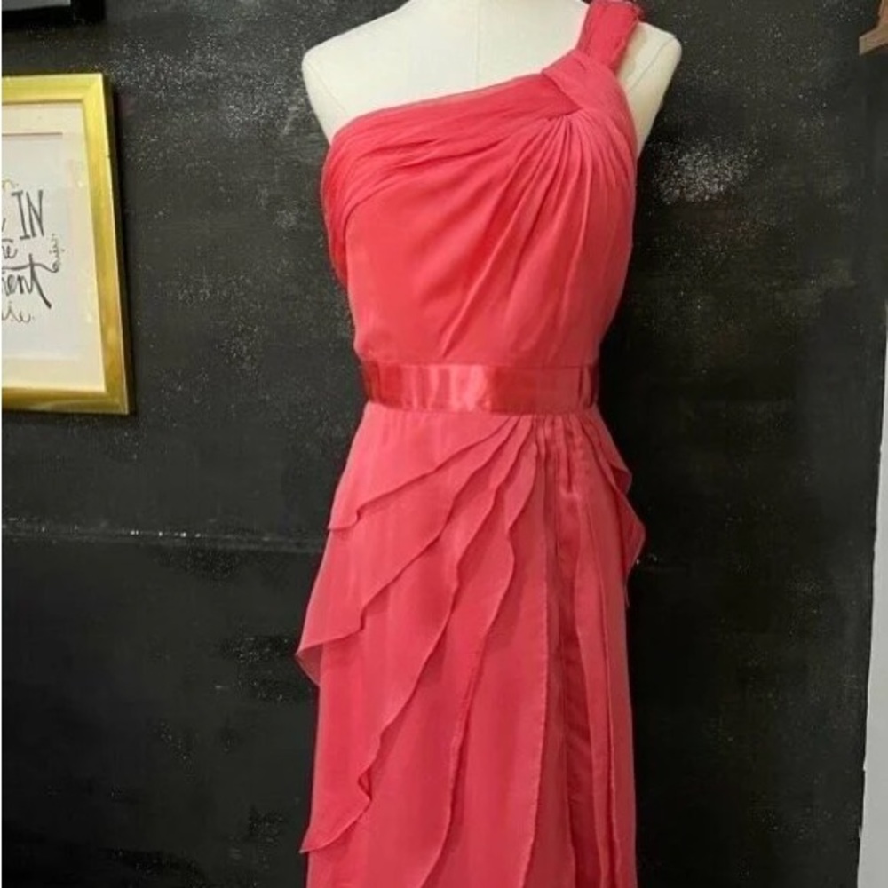 Adrianna Papell One-Shoulder Coral Dress